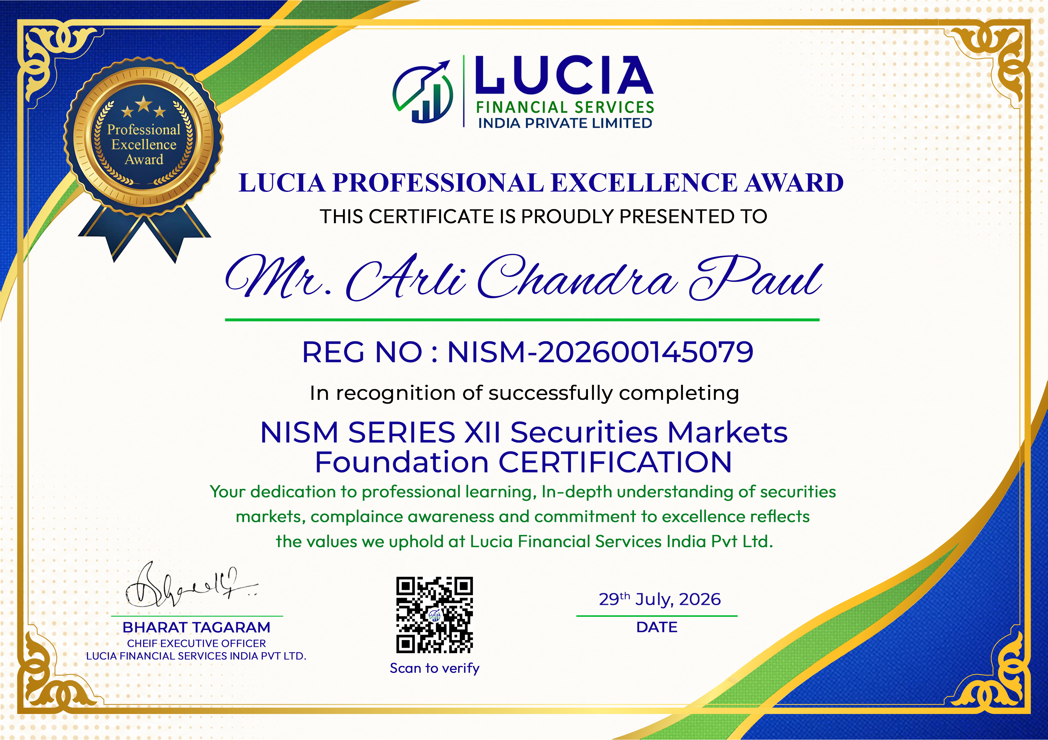 NISM XII Certificate - Paul
