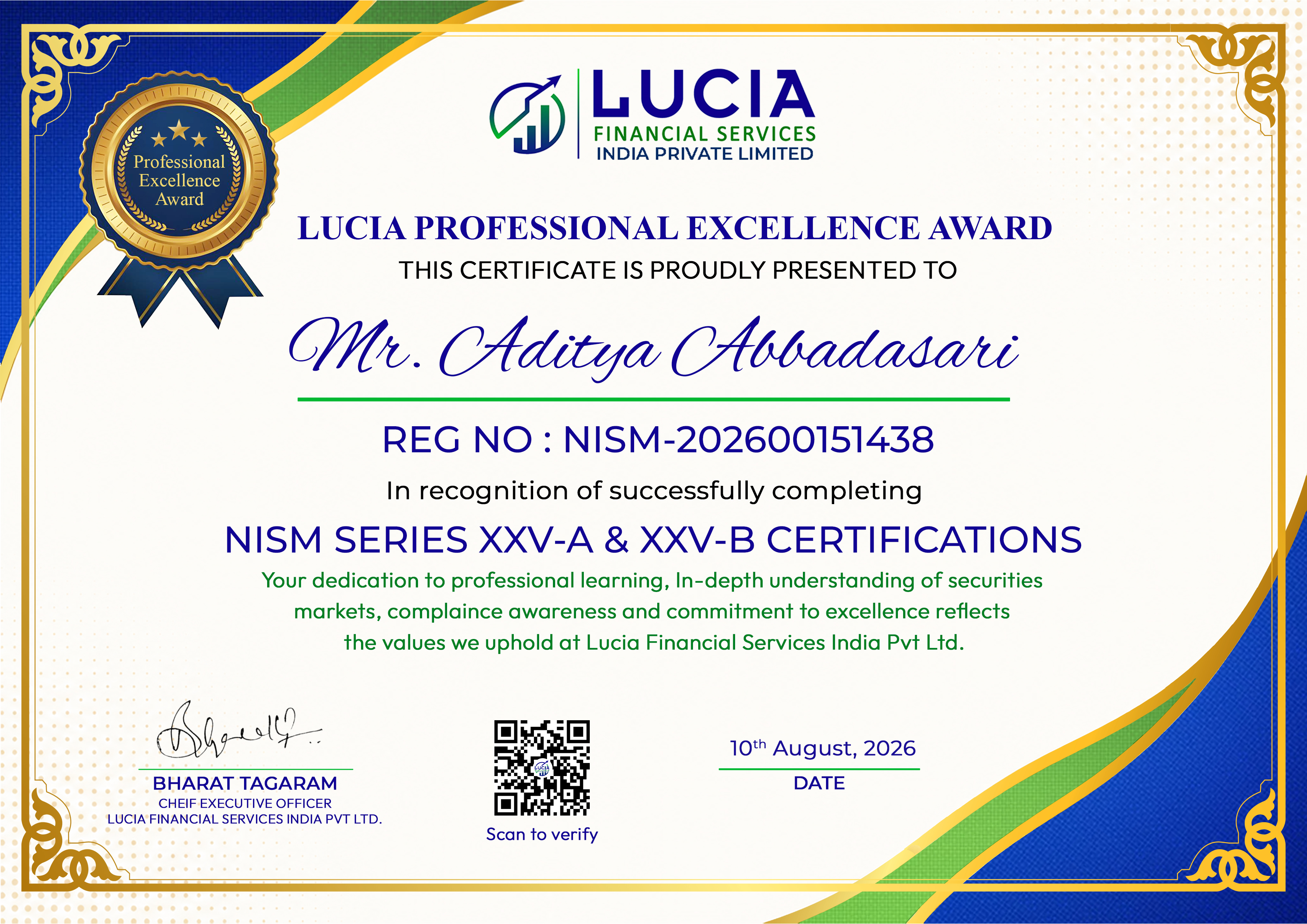 NISM XXV-A and XXV-B Certificate